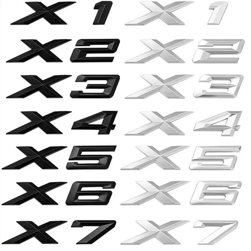 3D ABS Black Chrome CAR LISTS Zadný kmeň znak znak x1 x2 x3 x4 x5 x6 x7 logo pre BMW E70 E53 F15 G05 STYLING STYLING