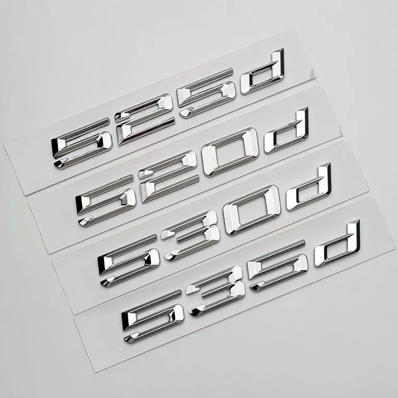 3D ABS Chrome 518D 520D 528D 535D 540D 530D Znak loga znak auta Trunk Písmená pre BMW E60 E34 F10 G30 E39 Príslušenstvo