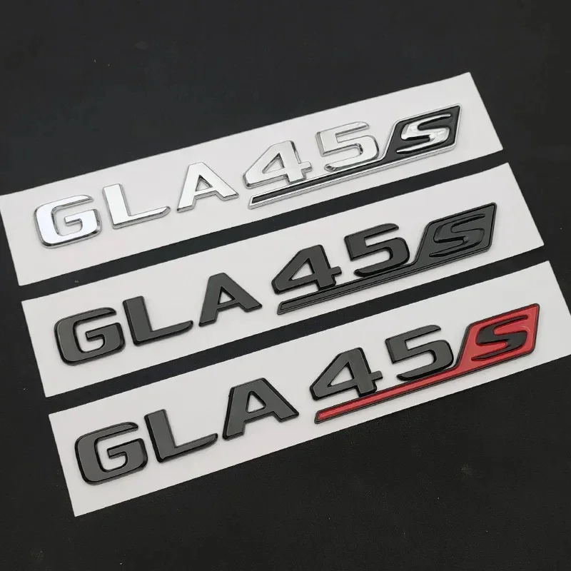 3D ABS Čierne červené chrómové autá Styling Zadné kmeňové písmená odznak nálepka GLA45S EMBLEM LOGO pre Mercedes GLA45S AMG X156 Príslušenstvo