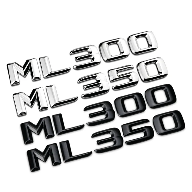 3D ABS Čierny automobil Zadný kmeň odznak Nálepka Nálepka ML 300 320 350 400 500 Logo pre Mercedes ML300 ML350 W166 W163 W164 Príslušenstvo