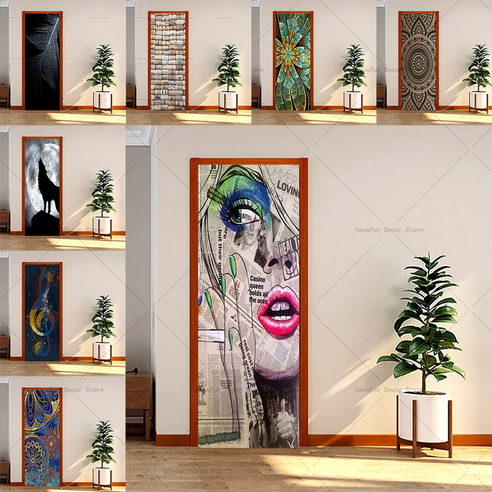 3D akvarel maľba na maľbu dverí na mieru Vinyl PVC nepremokavá matná membránová spálňa spálne