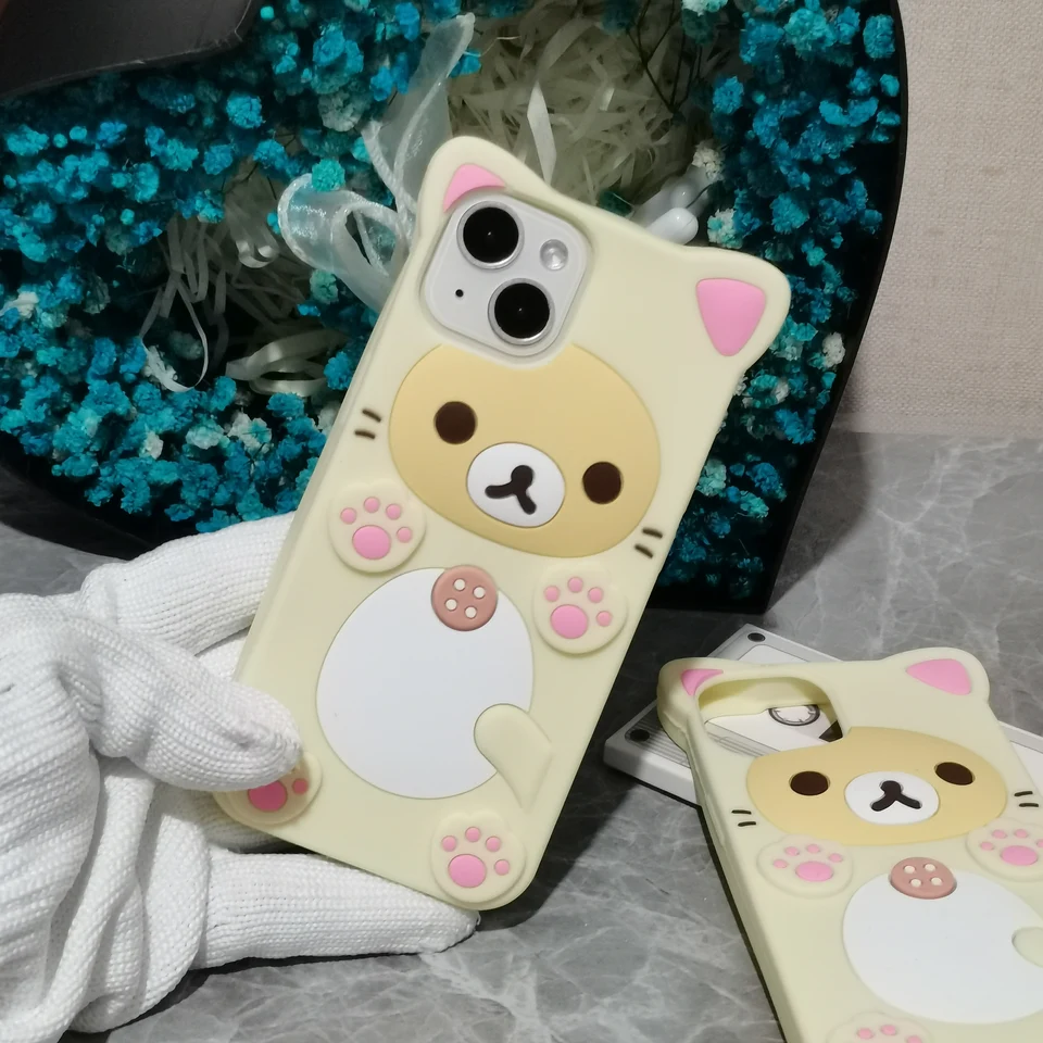 3D Cat Claw Bear vhodný pre iPhone 14 Pro Max 15 Pasce telefón 12 11 13 Pro Silikone Protective Case Case