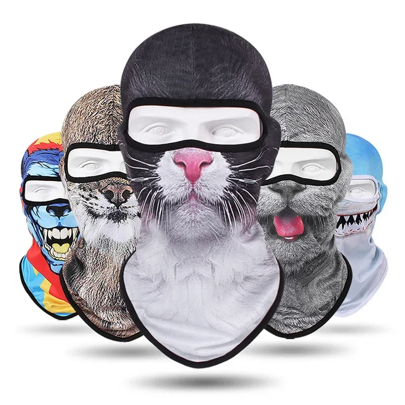 3D Cat Dog Cute Animal Print Balaclava Motocykel Motokrosový cyklistický kryt hlavy lyžiarska snowboardová maska ​​prilba prilba kapucňa Cycling hlava