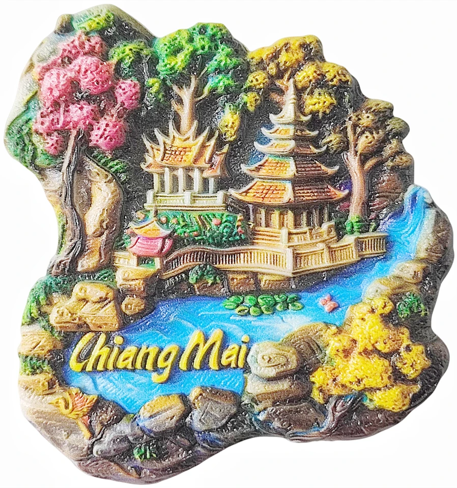 3d Chiang Mai Thajsko Chladnička Magnet Souvenír Darčeková živici Chladnička Magnetická nálepka Zbierka Domáca dekorácia