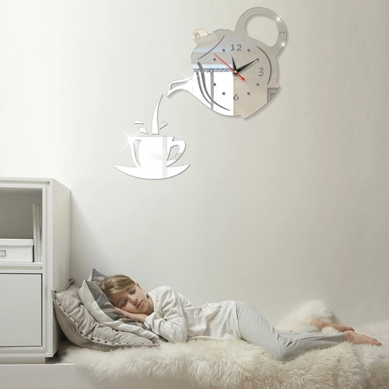 3D DIY Človek Tvar nástenné hodiny Akrylové zrkadlové hodiny moderná kuchyňa Domáca dekorácia nástenná nálepka duté digitálne hodiny sledujte domáce hodiny