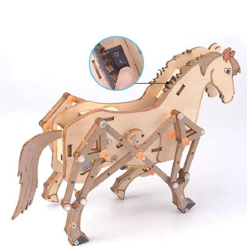 3D drevená puzzle DIY Zostavené modelové mechanické koňa Discovery Discovery Discovery STEM Education Physics Experiment Kit pre deti Darčeky