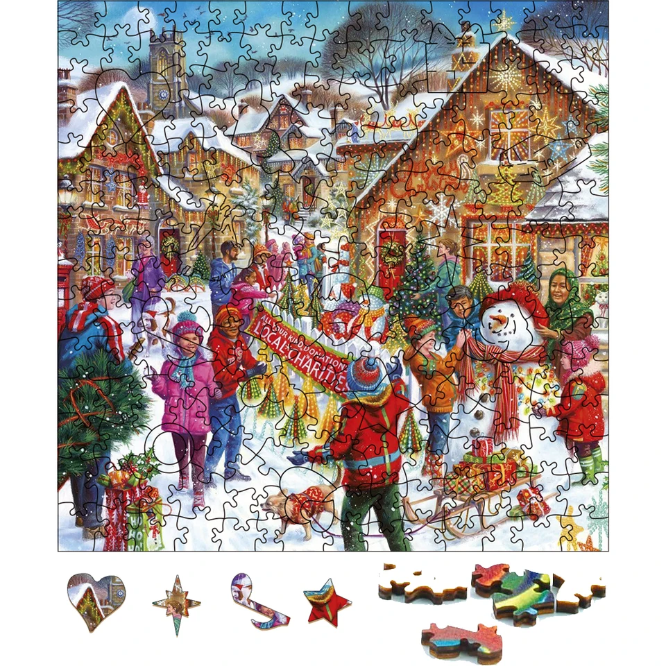 3D drevená puzzle oslavujte vianočný festival drevené puzzle kognitívne hry darček pre dospelých a deti inteligencie hádanky hračky