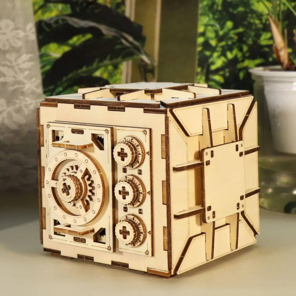 3D drevená puzzle pre domácich majstrov skrinka na skrinku s kombinovanou modelovou súpravou pre dospelých na zostavenie mechanického uchovávania vašej vzácnej položky