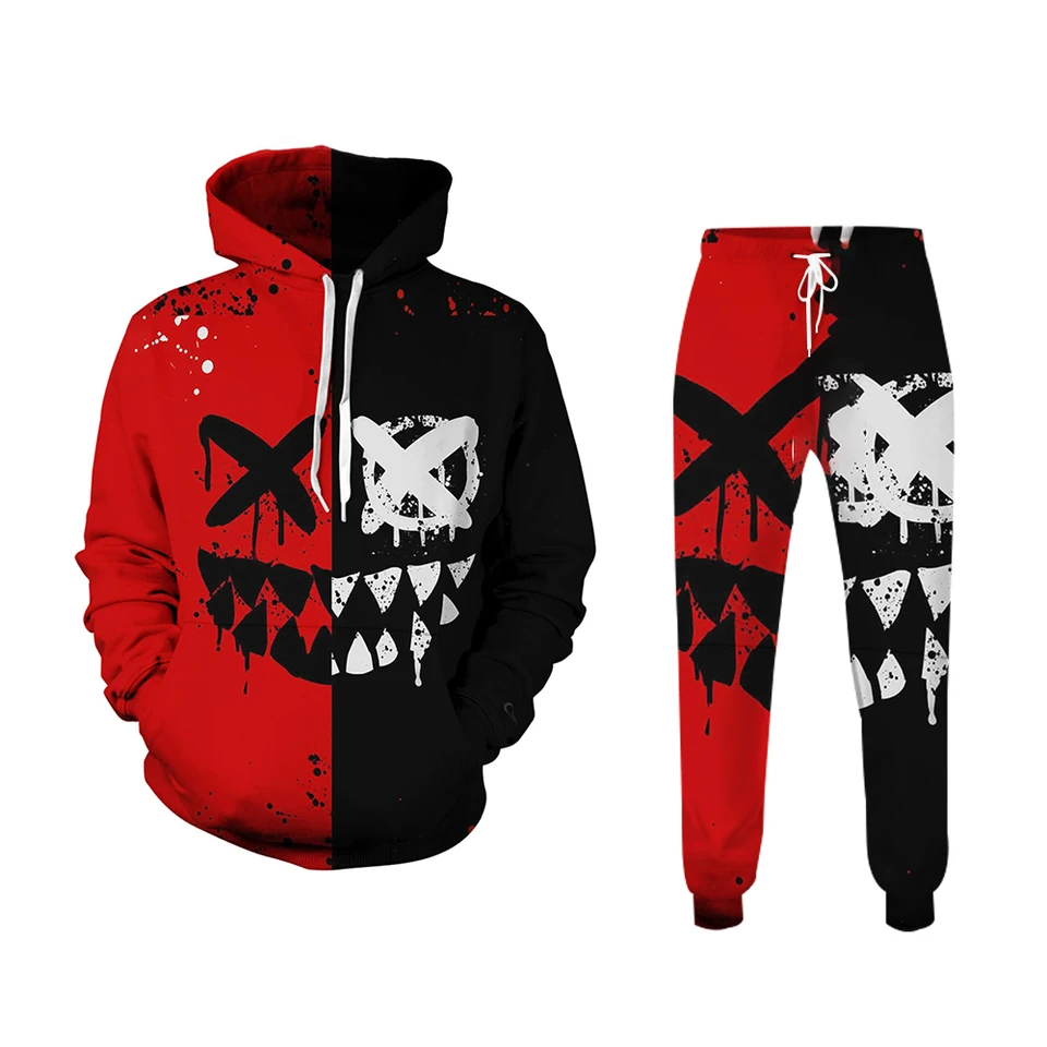 3D démonová tlačiareň Dye Vintage 2-dielne s kapucňou pre mužov Fall Winter Winter Casy Street Vintage Pánska módna mikina