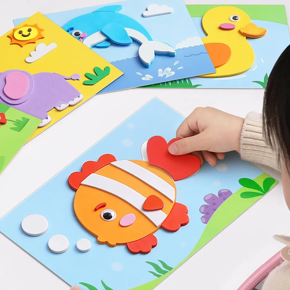 3D Eva Foam Stumps Puzzle Game DIY Karikatúra Animal Learning Education Hračky pre detské detské umelecké remeselné súpravy