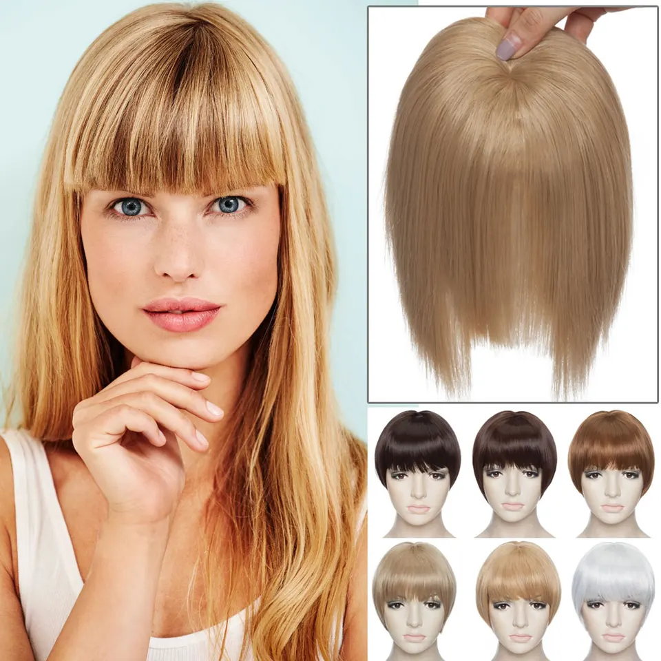 3D Fringe Bangs Vlasy Bangs Čokoládová hnedá sponka na vlasy v predlžovaní vlasov pre ženy prírodné priame silné chrámy účesy