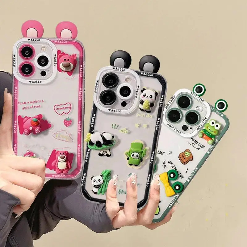 3D Frog Panda Lotso Case pre Oppo A17 A15 A16 A18 A52 A92 A93 A36 A96 A76 A78 A79 A54 A58 Realme C51 C53 C55 C63 C67 12 Pro Plus plus