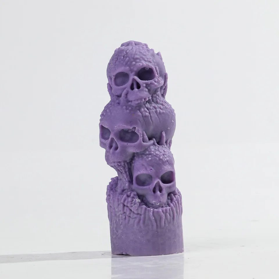 3D Halloween kostrová stohovanie sviečok Svetina Silikónová forma ručne vyrábaná lebka hlava aromaterapeuta Sviečka Passter Passin Fors Halloween Decor
