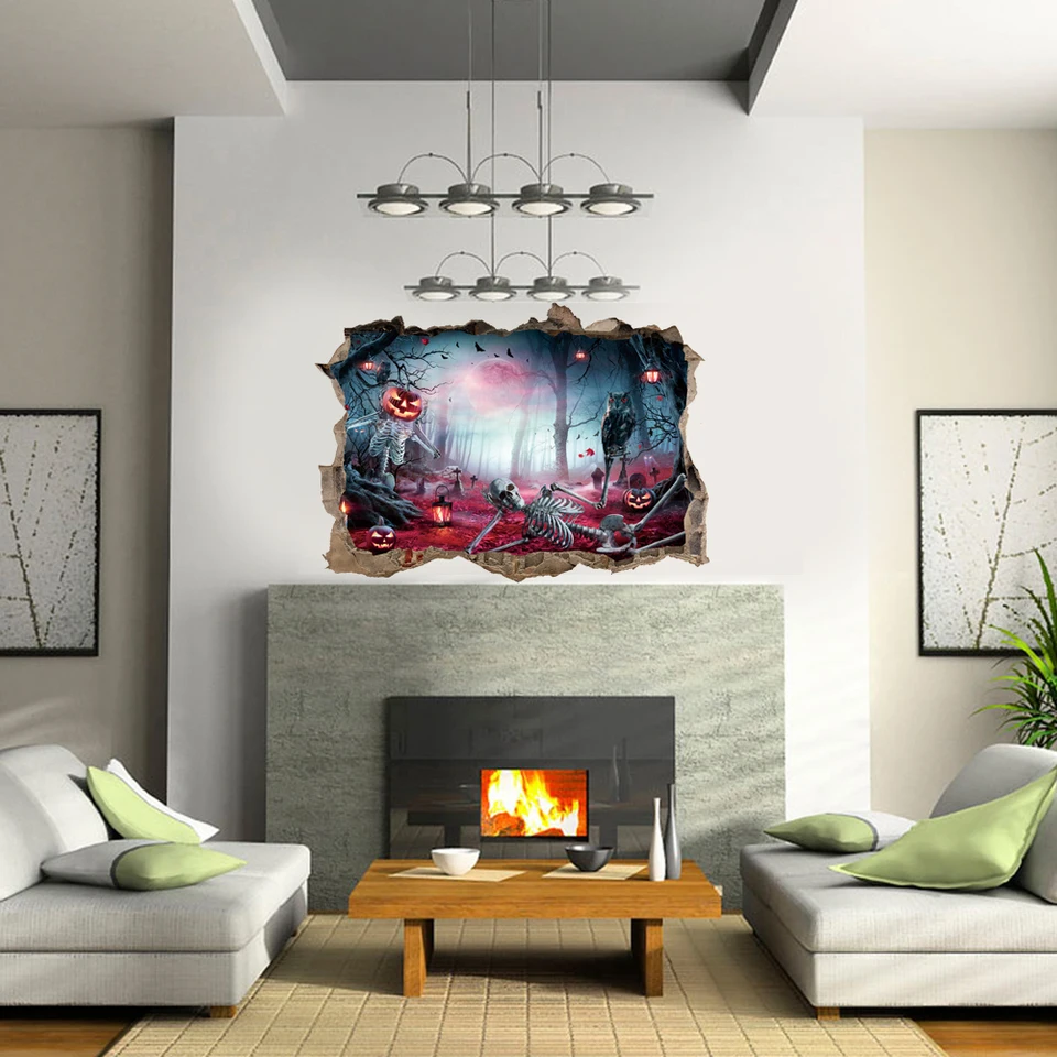 3d Halloween Shapgers, Pumpkin Spider Glass Stickers, Stickers Wall, Happy Halloween Dekorácie