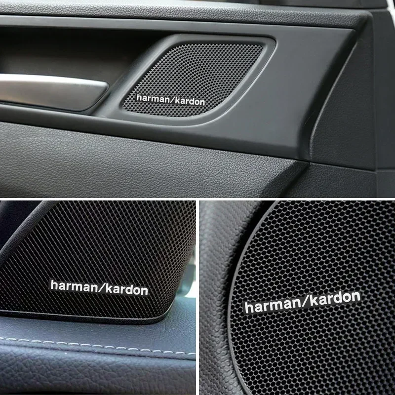 3D Harman/Kardon Car Audio Aluminium Sticker Auto Audio nálepky pre Volkswagen Golf 5 6 7 Tiguan Polo Jetta Gti CC Passat Touran