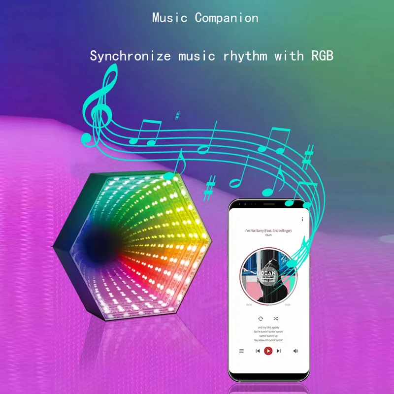 3D hexagonálne zrkadlo Light, počítačová herná plocha Atmosféra svetlo, RGB Rhythm Light, hlasovo ovládané hudobné svetlo na snímanie