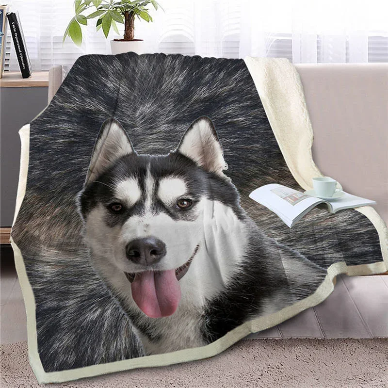 3d husky prikrývka fleece prikrývky pre postele domáce textil luxus dospelý detský dar
