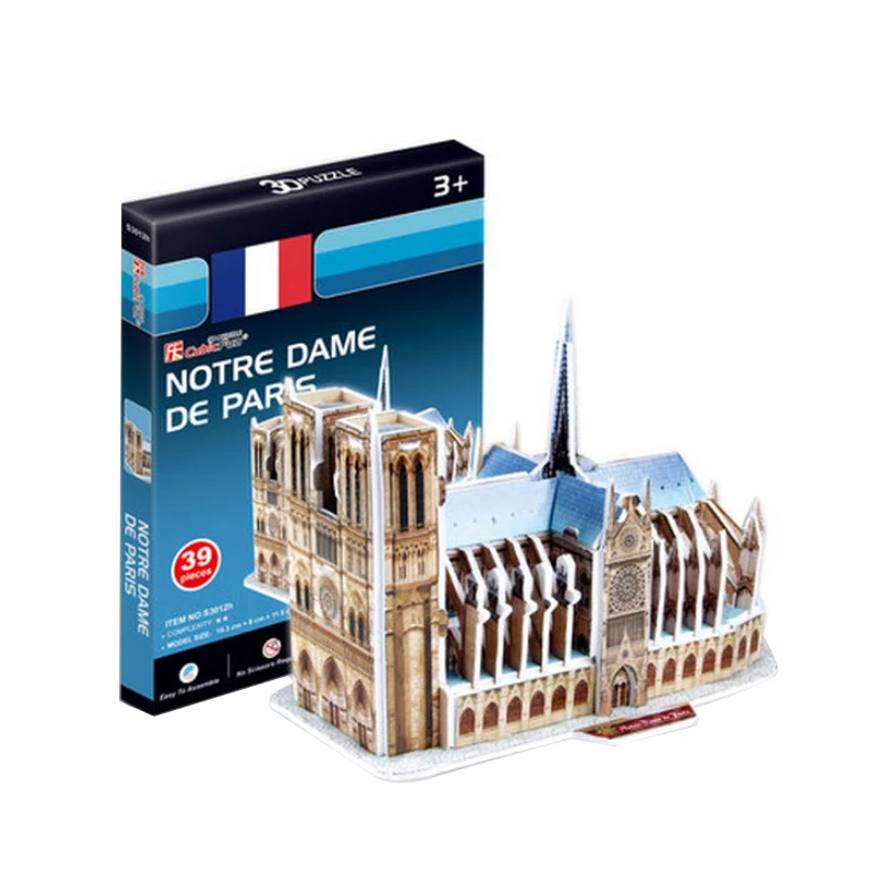 3D hádanky Notre Dame de Paris Paper Model DIY Creative Gire Deti Vzdelávacie hračky Hot predaj obyčajná verzia T1