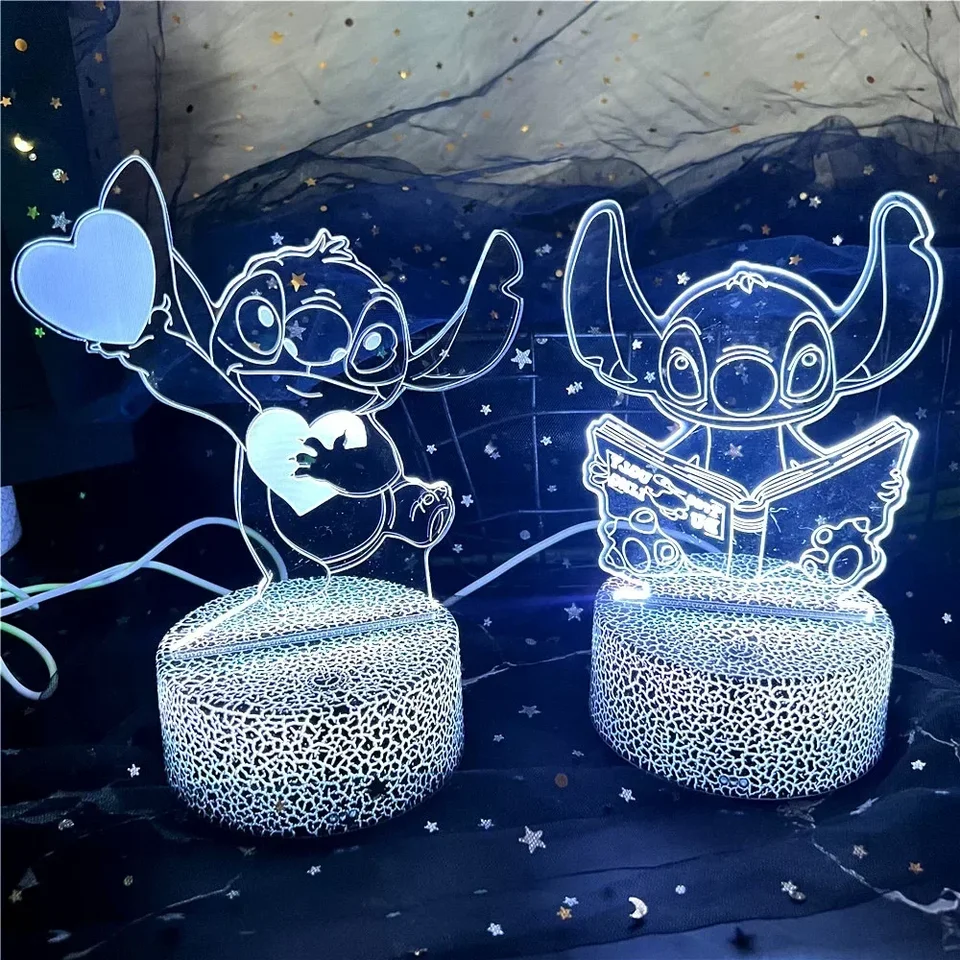 3D ilúzia Stitch Nočné svetlo s diaľkovým ovládaním a inteligentným dotykovým veciam pre deti