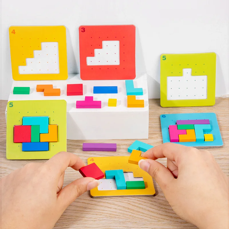 3D interaktívna dvojčlenná plocha pre stolné puzzle Game Tangram Math Toys Building Blocks Blocks Color Shat Game pre deti darčeky