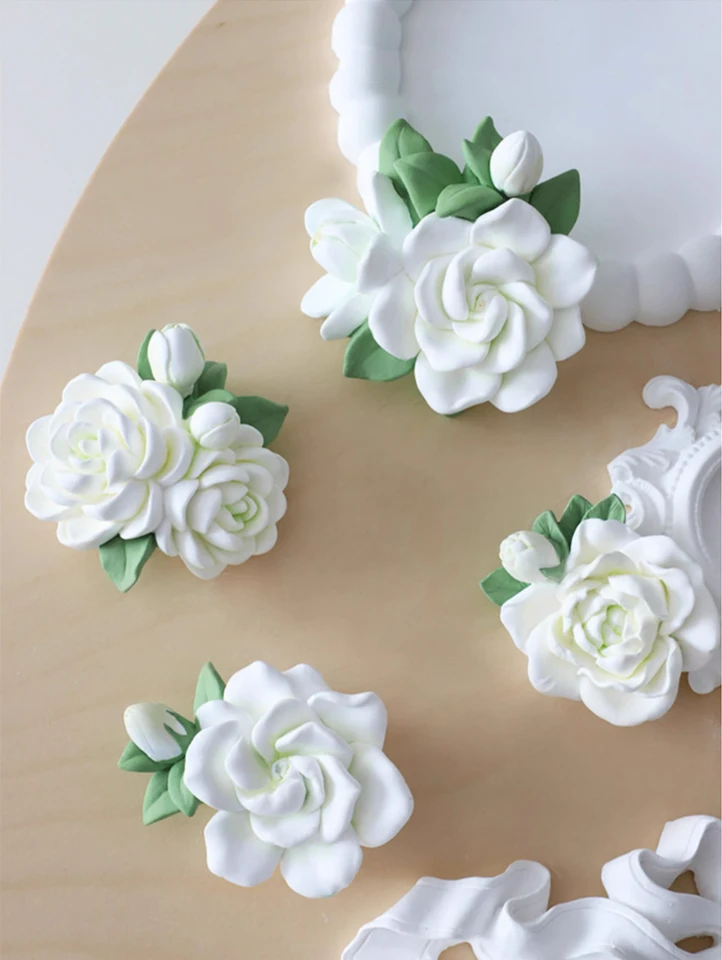 3D Jasmínové silikónové sviečky, DIY Flower Arómová sadra, ručne vyrábaný Deň valentín Difuzér, Darček pre kreatívne dievčatá