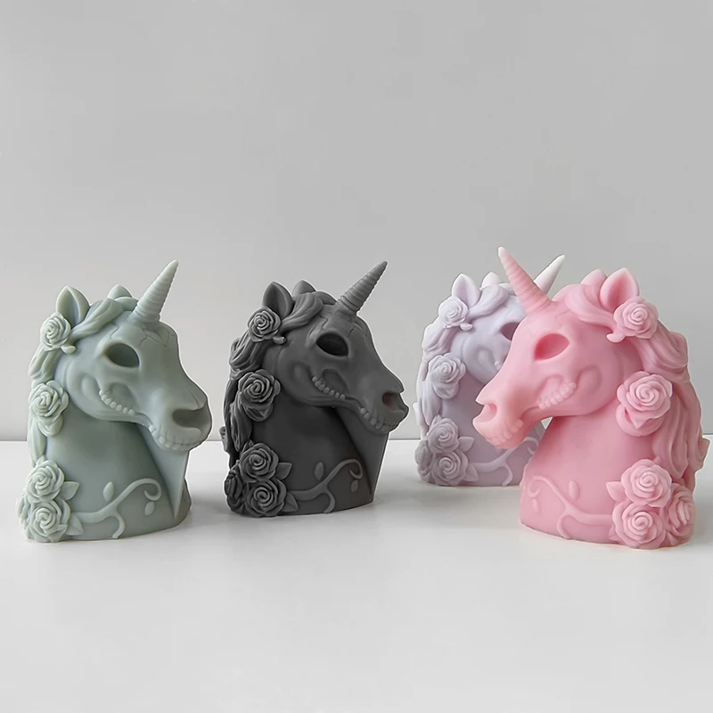 3D jednorožec Silikónová pleseň DIY zvierací koní aróma Sviečka Sviečka Kvapkaná gél Ornament Forma Sadro