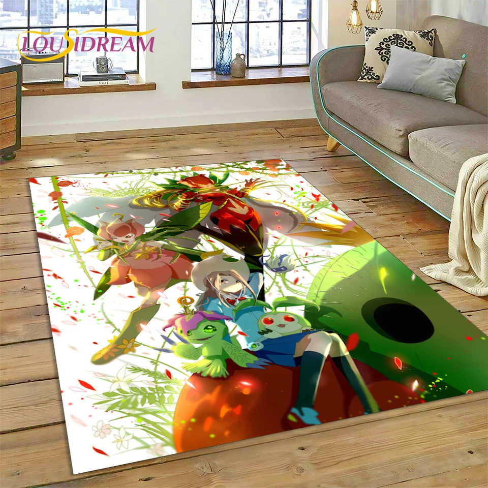 3D karikatúra Digimon Adventure Monster Area Koberce, koberec pre domácu izbu Spátňa Sofa Dorormat Decor, Kid Hrajte nekĺzavú podlahovú podlahu