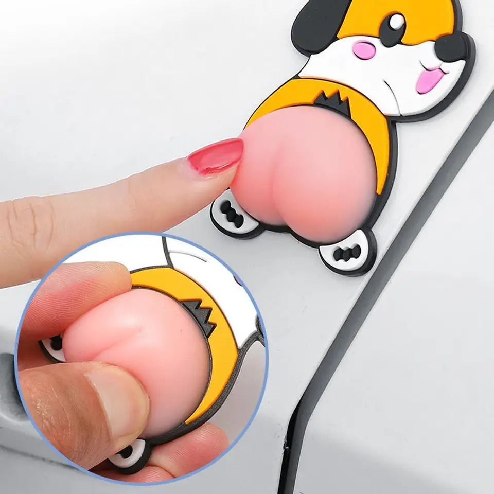 3D karikatúra PVC dvere automobilov proti koňke mäkké tvrdé vodotesné nálepky vyrovnávate seizmické odolné škrabance-opotrebovanie W6K0