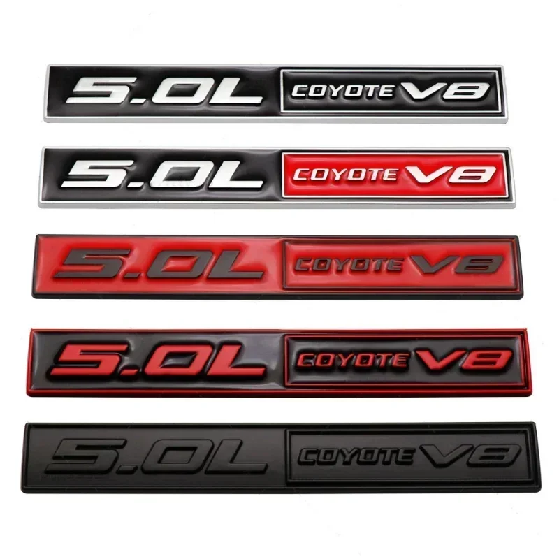3D kov 5.0 Coyote V8 Zadný kmeň bokom Fender Emblem Badge Sticker Auto pre Ford Mustang 5.0 GT F150 FX4 KUGA MONDEO