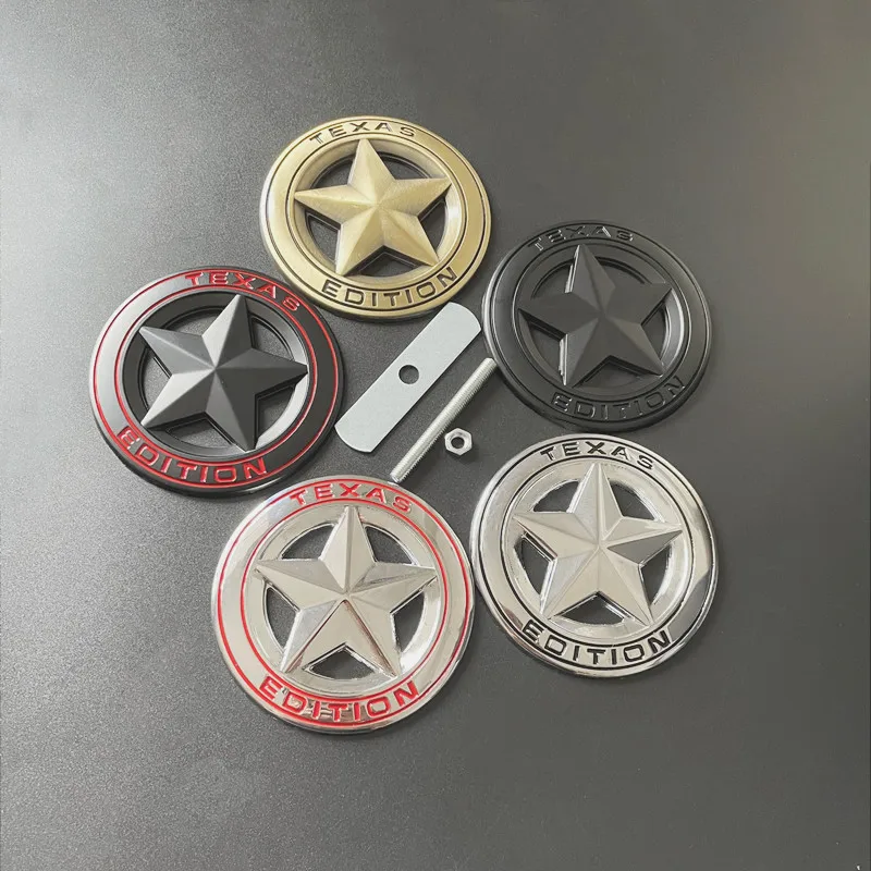 3d kovové edície Texas Edition Shield Pentagram Star Side Fender Dvere Znak odznak automobilových nálepiek pre Jeep Wrangler Liberty Grand Cherokee