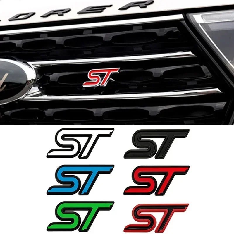 3D kovové písmená ST logo gril grillm odznak Zadné nálepky kmeňa pre Ford Fiesta Focus St Mk2 Mk3 Mk4 Kuga Puma Mondeo