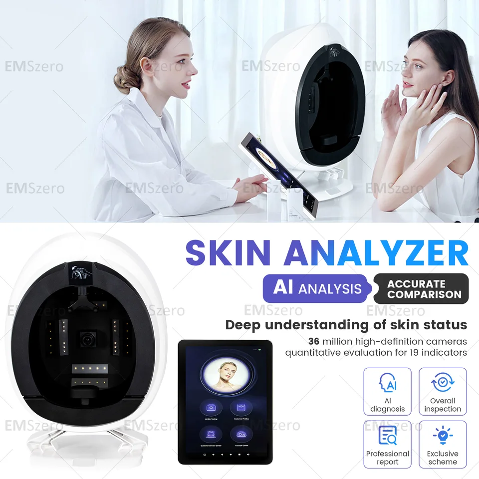 3D kožné skenery Care Analyzer Monitor Monitor Magické zrkadlo Testovanie Angličtina detektorová analýza testu fotoaparátu