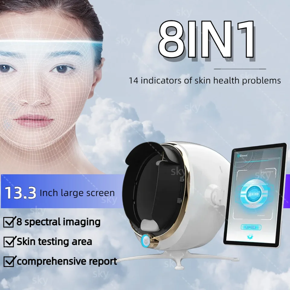 3D kožný skener starostlivosť o tvár monitor tváre monitor Magické zrkadlo Prenosné testovanie Anglický detektor čelný testovací test Analýza testu fotoaparátu