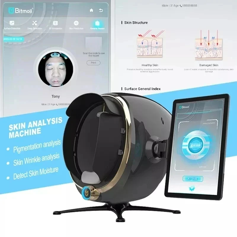 3D kožný skener starostlivosť o tvár monitor tváre monitor Magické zrkadlo Prenosné testovanie Anglický detektor čelný testovací test Analýza testu fotoaparátu