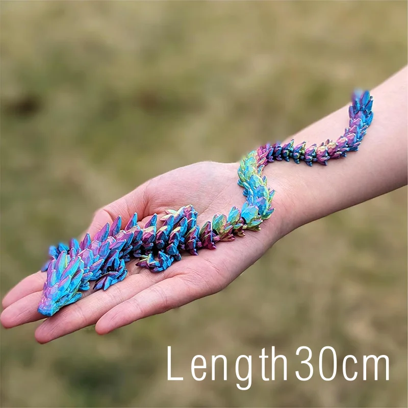 3D krištáľová tlač drak otočná 30 cm tlačené figúrky Zvieratá Čínske dlhé flexibilné kĺbové kĺbové remeslá Drag Desktop Crafts
