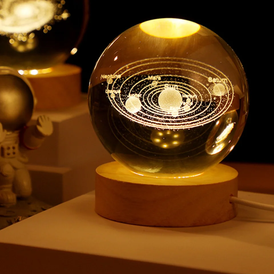 3D krištáľové svetlá žiariace žiariace planéta planéta galaxie nočné svetlo Crystal Ball Night Lights Nočné svetlo Light Light Domáce dekorácie vianočný darček