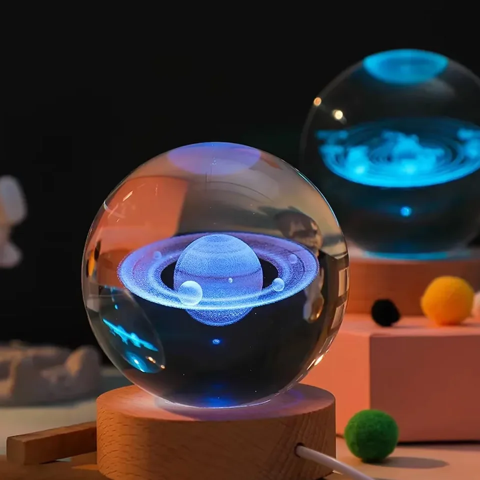 3D krištáľové svetlá žiariace žiariace planéta planéta galaxie nočné svetlo Crystal Ball Night Lights Nočné svetlo Light Light Domáce dekorácie vianočný darček