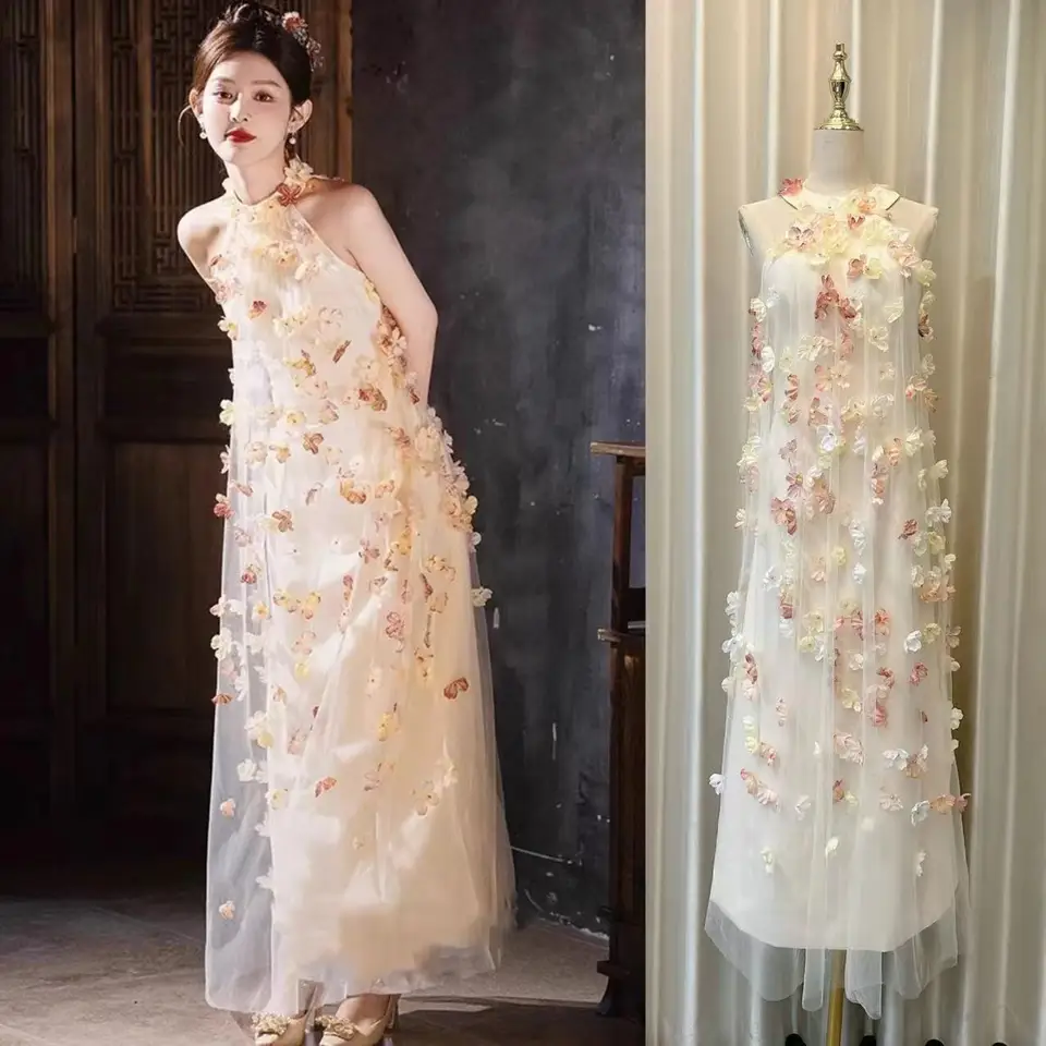 3d kvetinové večerné dlhé šaty Ženy 2025 letný typ svadobné družičky šaty Prom Vestidos