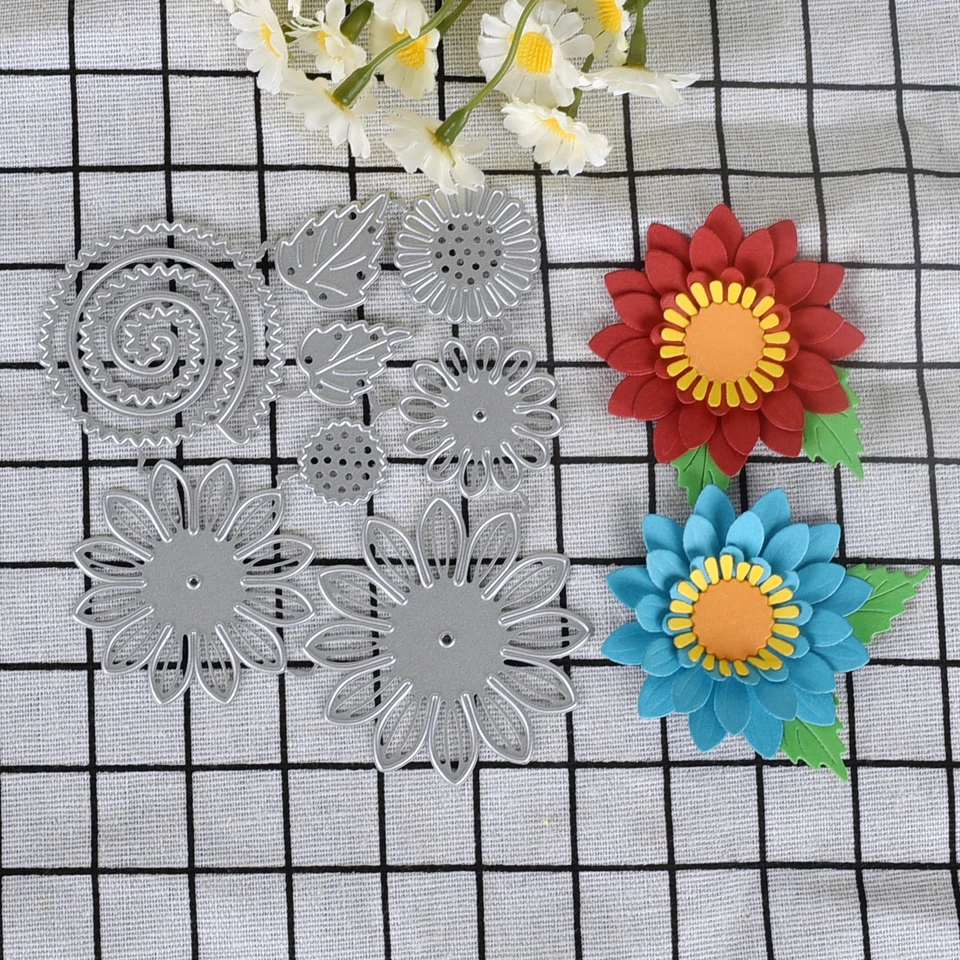 3D kvetinové včelie listy slnečné cloud dažďové kovové kovové kovové makroty pre scrapbooking DIY Album Elsing Greating Card