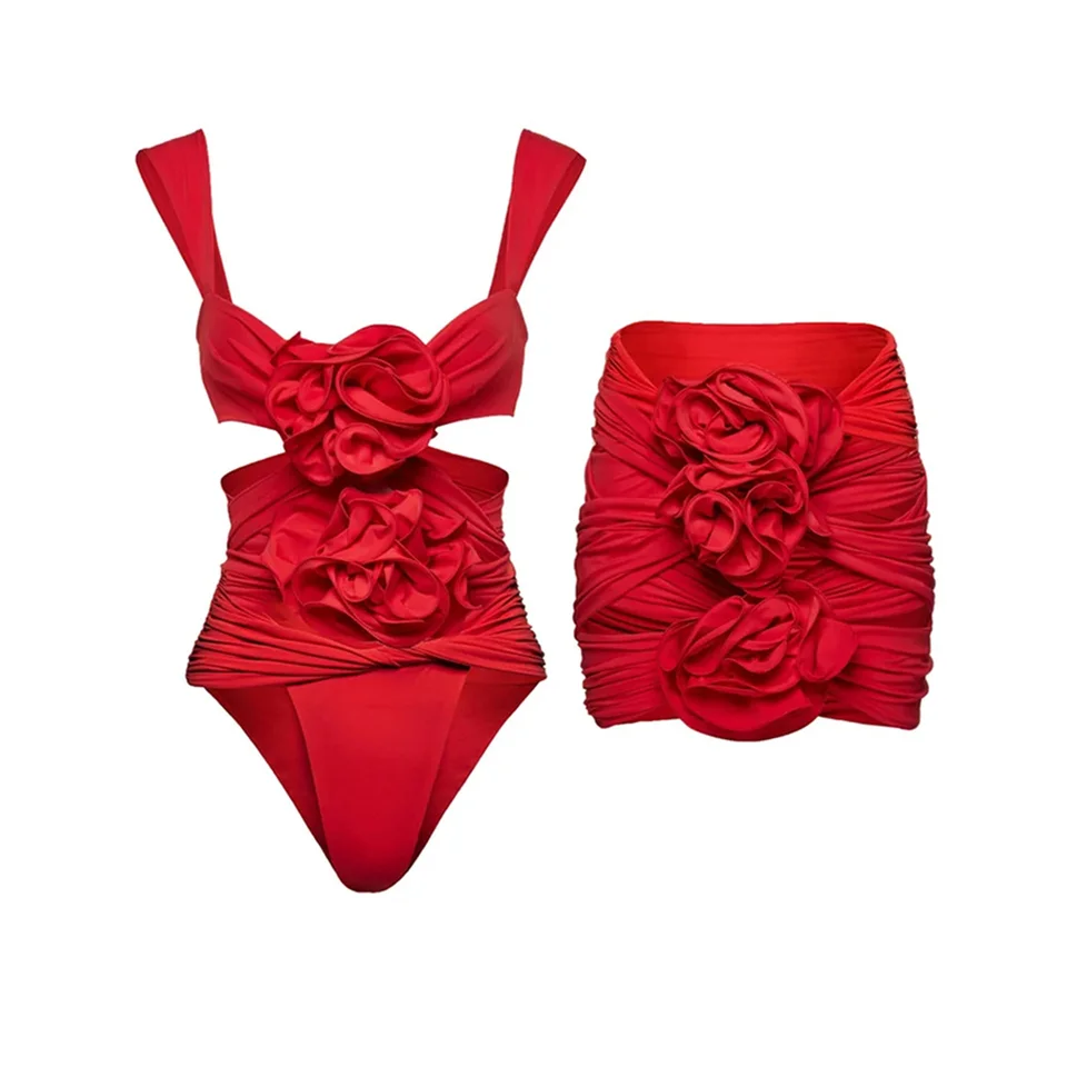 3D kvetinový výrez jeden kus plaviek 2023 móda sexy bikini Holiday Beachwear Cover Up Designer Plauner Suit Summer Surf Wear