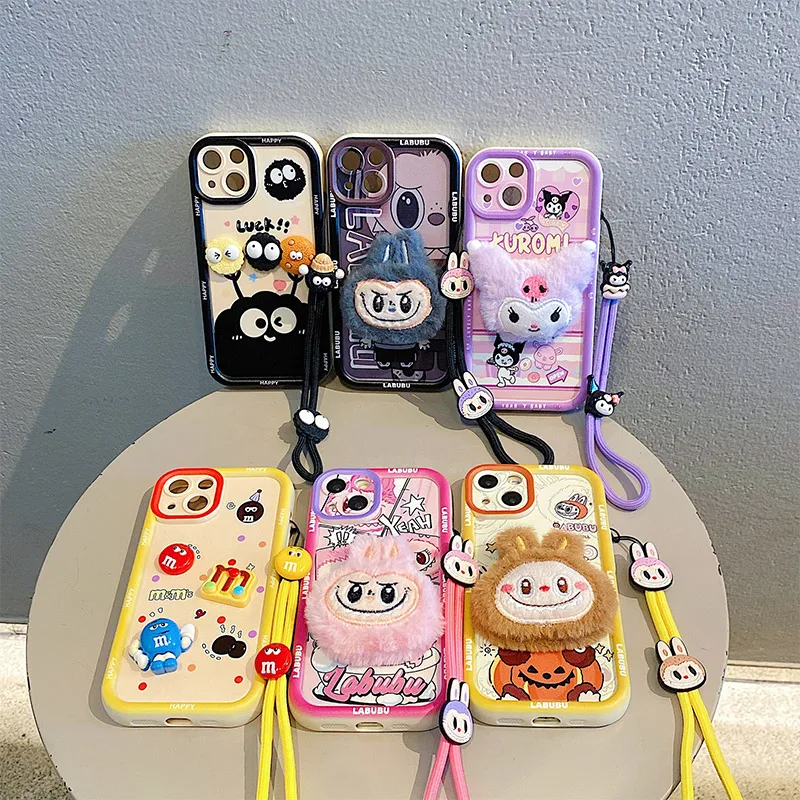 3D LaBubu Cartoon Fur Puzdro pre telefón pre Infinix Note 30 40 Pro Smart 5 7 8 Plus Zero 30 s plyšovým plyšovým Kuromi Toy Soft Cover