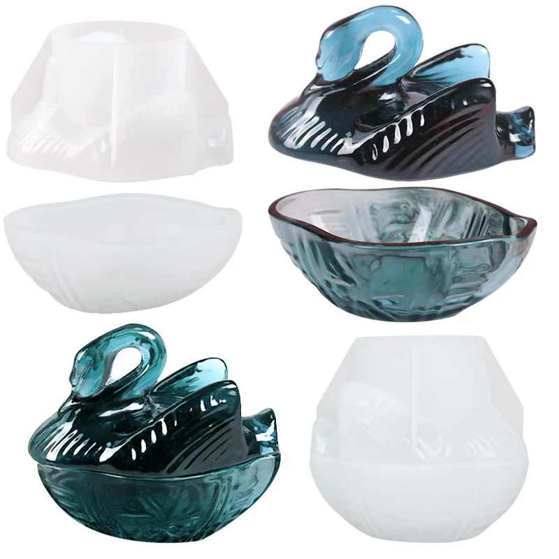 3D labuť Mold form Silikón Lagerung Box Silikon forma Kristall Epoxy Harz