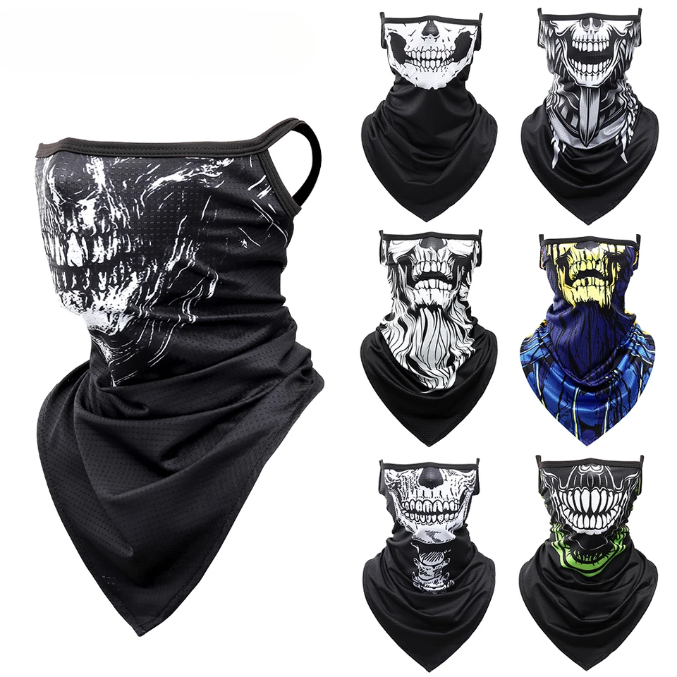 3D lebka Summer Bandana Závesný uší trojuholník Šatka Cyklistika turistika lovecký rybársky športový športový bicykel tvárou maska ​​krk gaiter Men Ženy