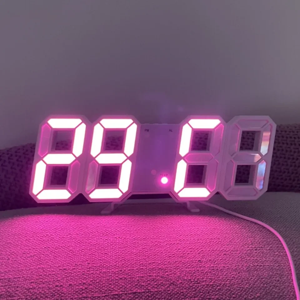 3D LED digitálne hodiny stena dekorácia žiara nočný režim dekorácie pre domácnosť nastaviteľné elektronické hodinky Clock Decor Clock Garden