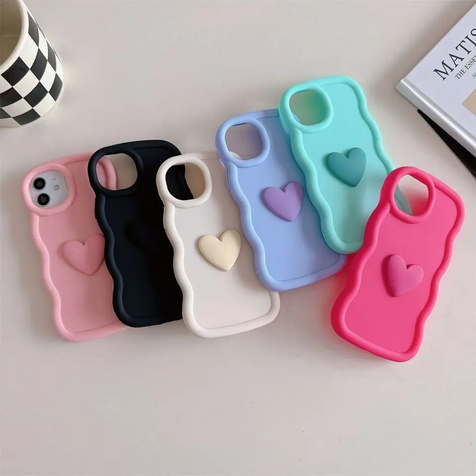 3D Love Heart Wavy Silikone Soft Soft Pase pre Motorola Moto G84 E32 E22S E20 E30 E30 E40 G71S G10 G20 G30 G60 Edge 40 NEO 5G Cover