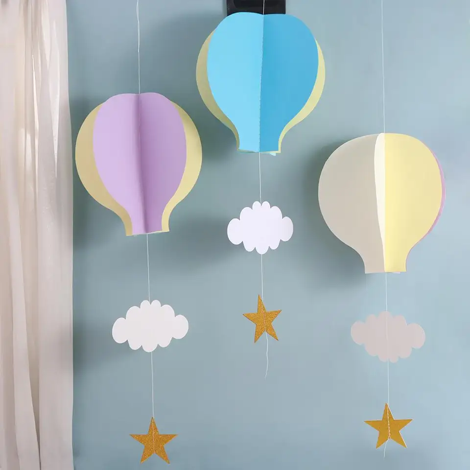 3D Love Hot Air Balloon Cloud Pendant Festive Cartoon Hot Air Balloon Paper Girland DIY Hot Air Balón zavesenie Bunting