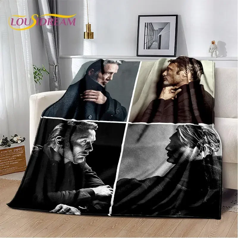 3d Mads Mikkelsen Herec hviezda Soft Plys Deaket, flanelová prikrývka prikrývka pre obývaciu izbu spál