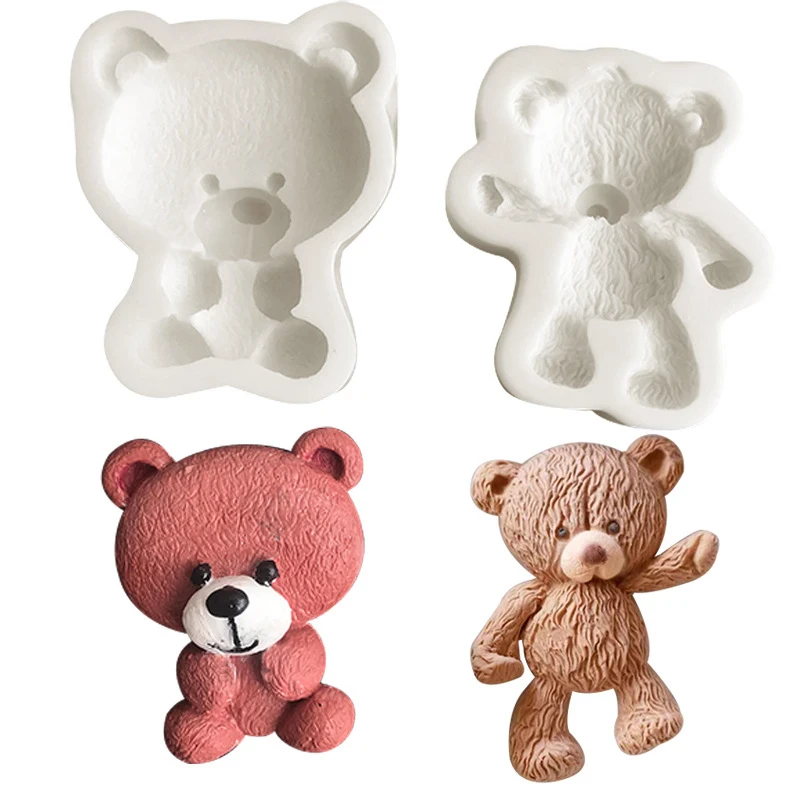 3D medveď Silikónová forma fondantná čokoládová cukrová pleseň DIY Clay Model Cake Cake Restroly Nástroje Kuchynské doplnky Bakeware