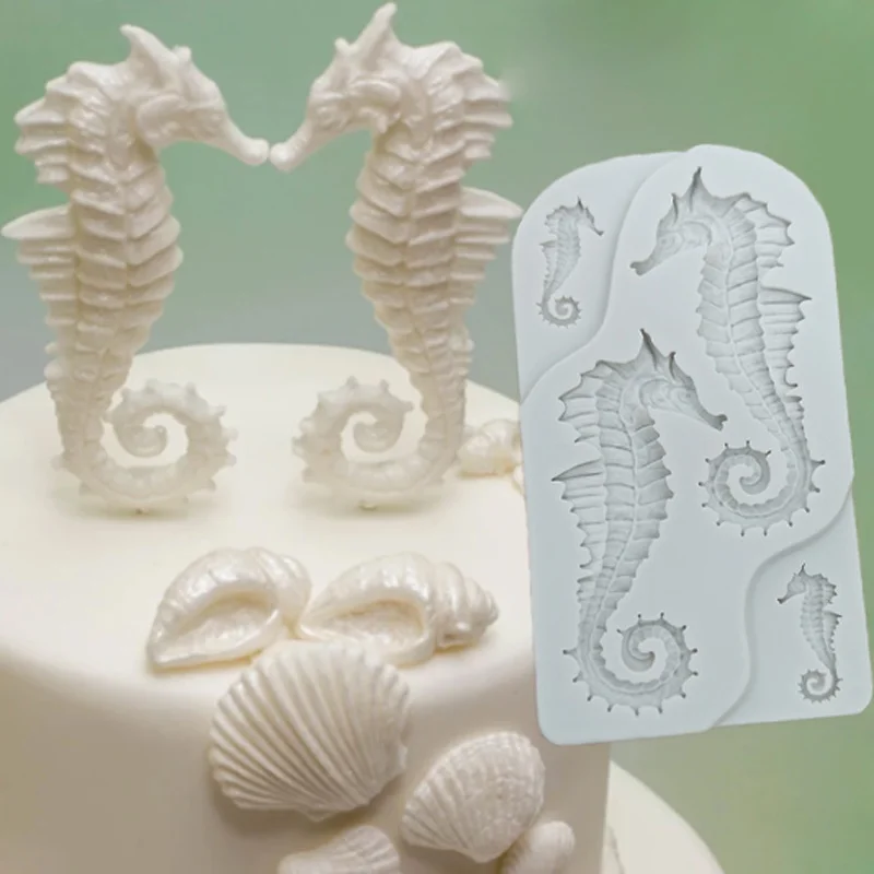 3D morské koníky silikónové formy fondantné formy cukrovinky Cukorct Cake Tools náradie Čokoládové cukrovinky Gumpaste form
