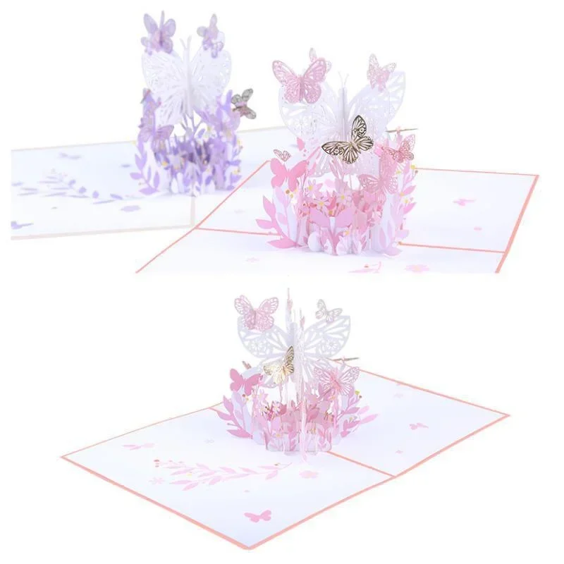 3D motýľové pohľadnice listové papiere obálky Svadobné oznámenia Darčekové karty Valentines Day Birthday Vďaka Karte